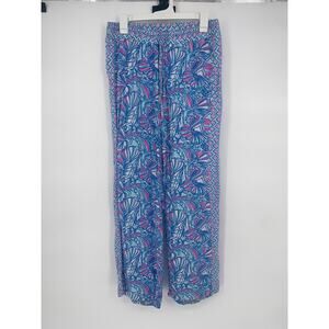 Lilly Pulitzer Wide Leg Pull On  Pants Women Medium Nautical theme  Drawstring